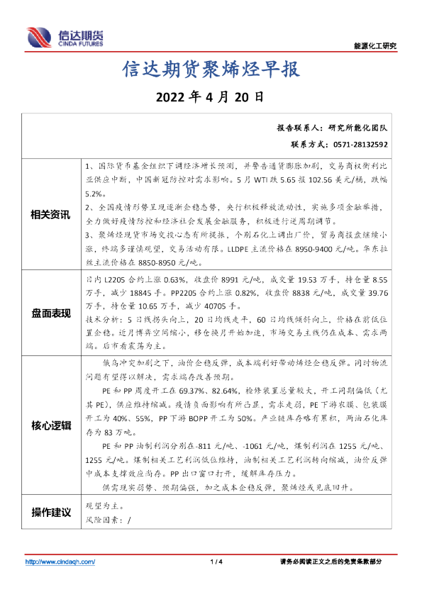 聚烯烃早报