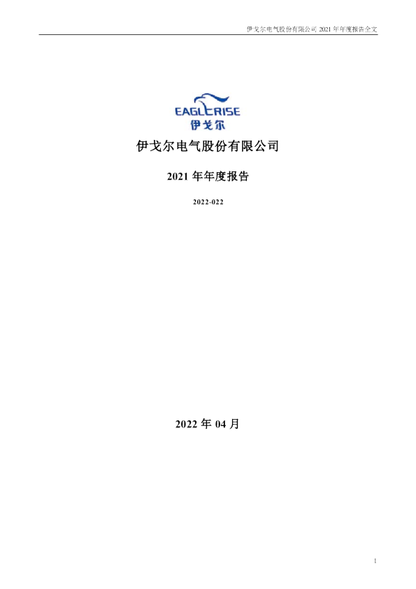 伊戈尔：2021年年度报告