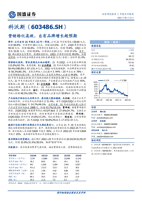 营销转化高效，自有品牌增长超预期