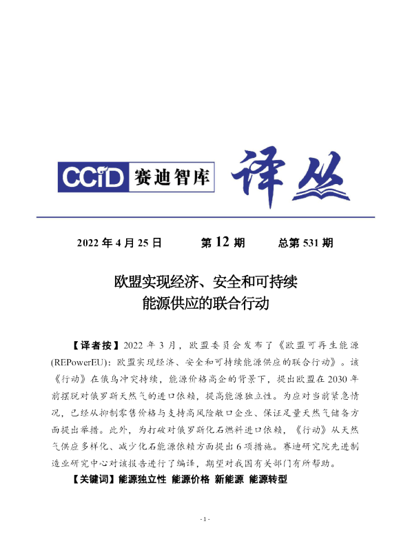 （0425） 赛迪译丛：《 欧盟新能源联合行动》