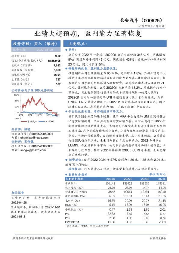 业绩大超预期，盈利能力显著恢复