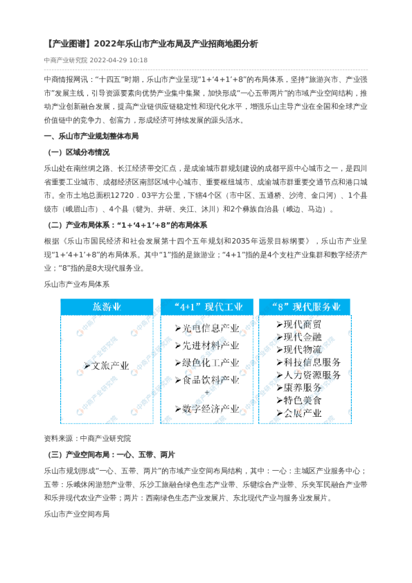 【产业图谱】2022年乐山市产业布局及产业招商地图分析