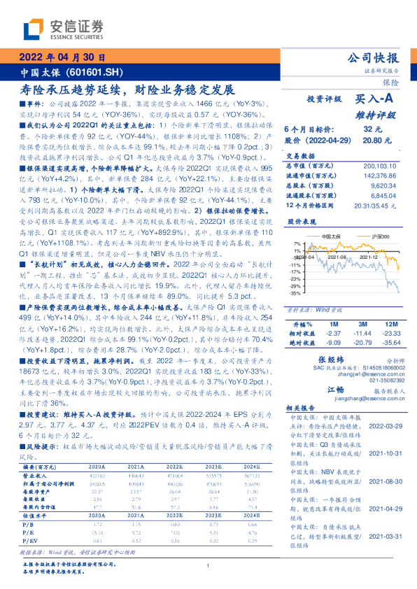 寿险承压趋势延续，财险业务稳定发展