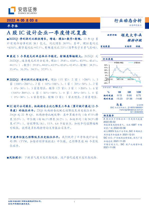 半导体：A股IC设计企业一季度情况复盘