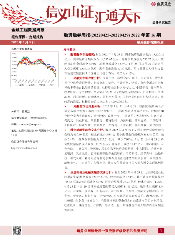 融资融券周报2022年第16期