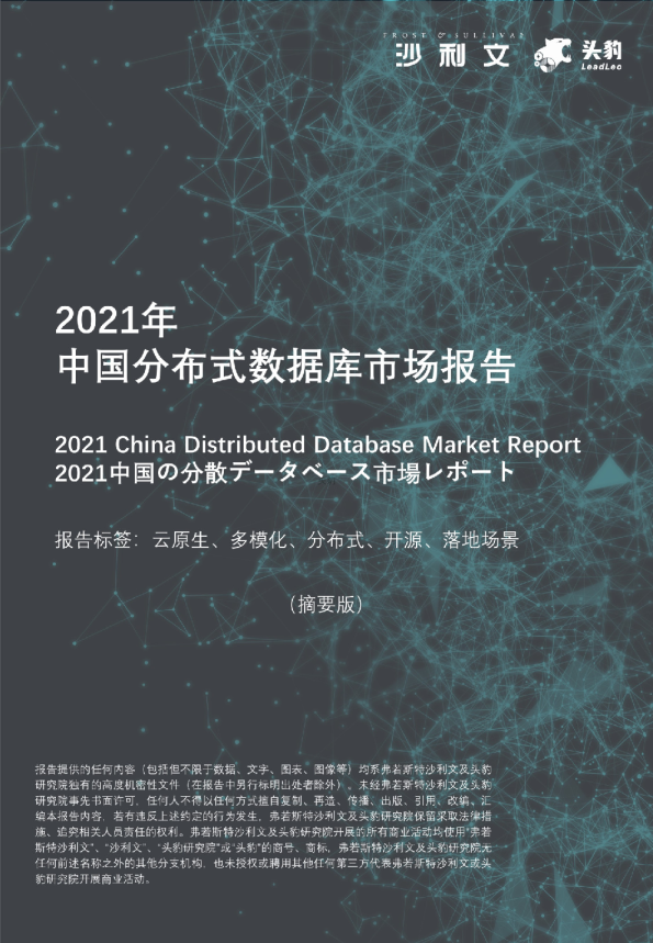 2021年中国分布式数据库市场报告（摘要版）