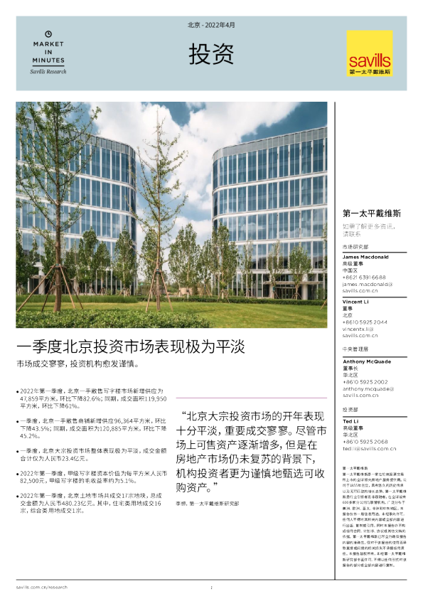 北京投资 2022年第一季度