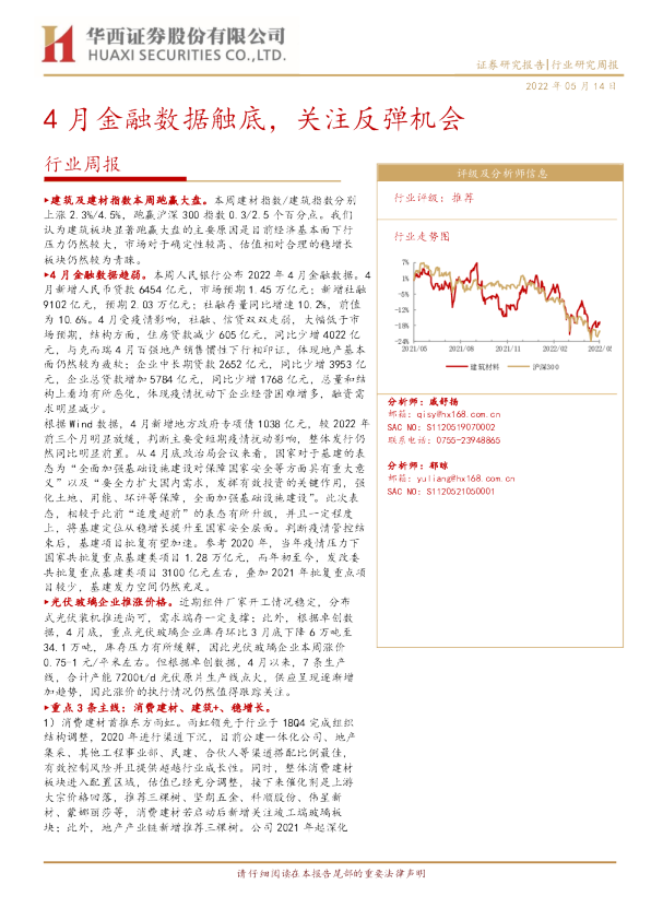 行业周报：4月金融数据触底，关注反弹机会