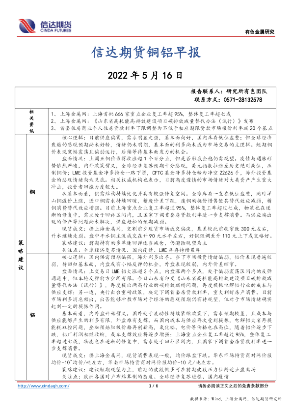 铜铝早报