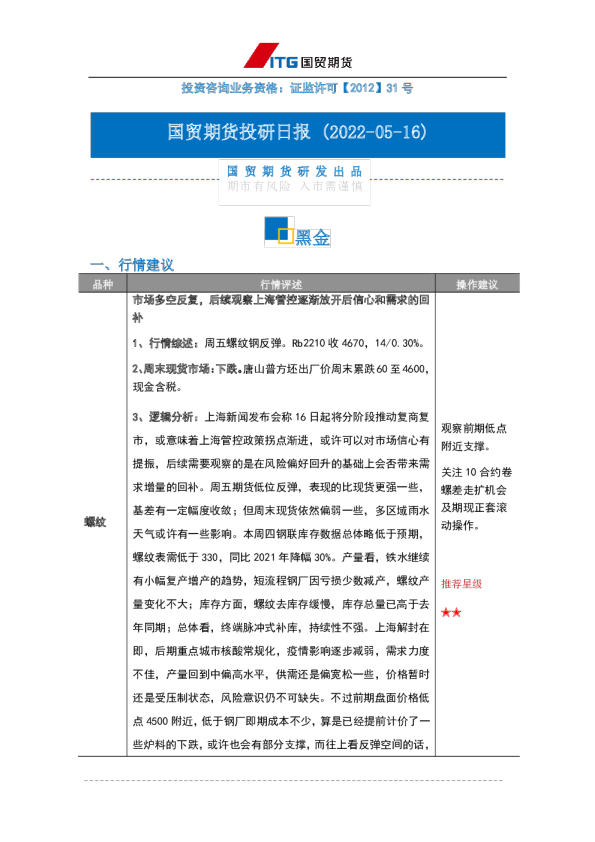 投研日报：黑金