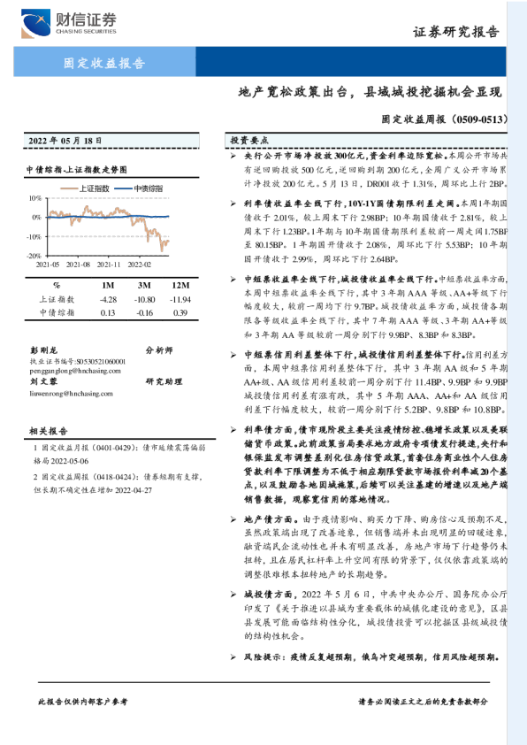 固定收益周报：地产宽松政策出台，县域城投挖掘机会显现
