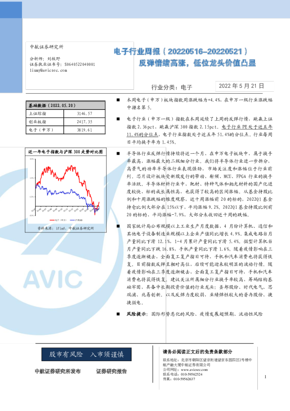 电子行业周报：反弹情绪高涨，低位龙头价值凸显