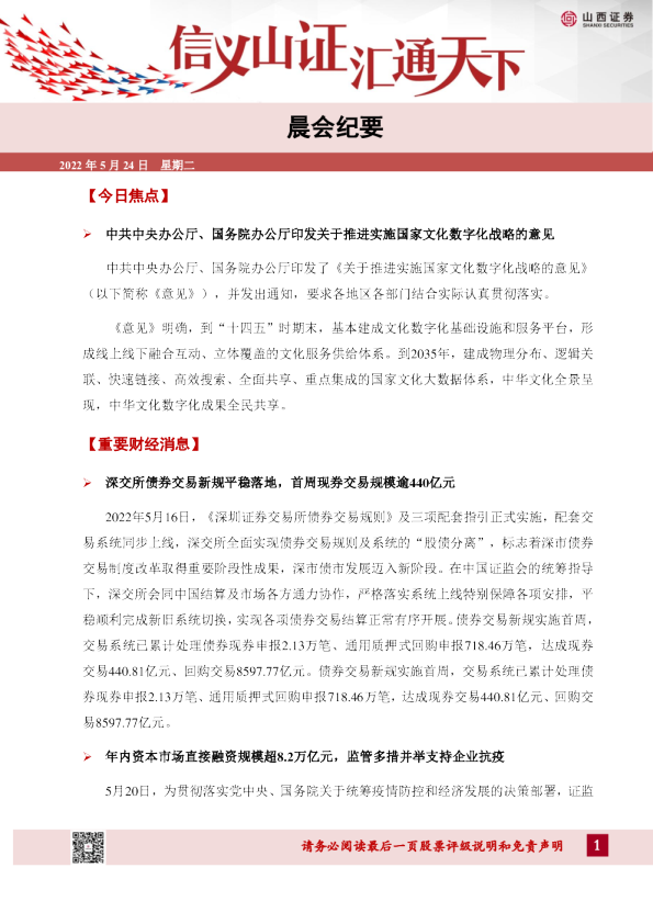 晨会纪要