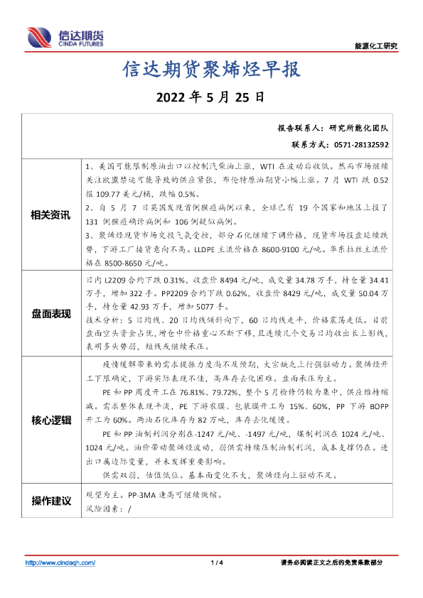 聚烯烃早报