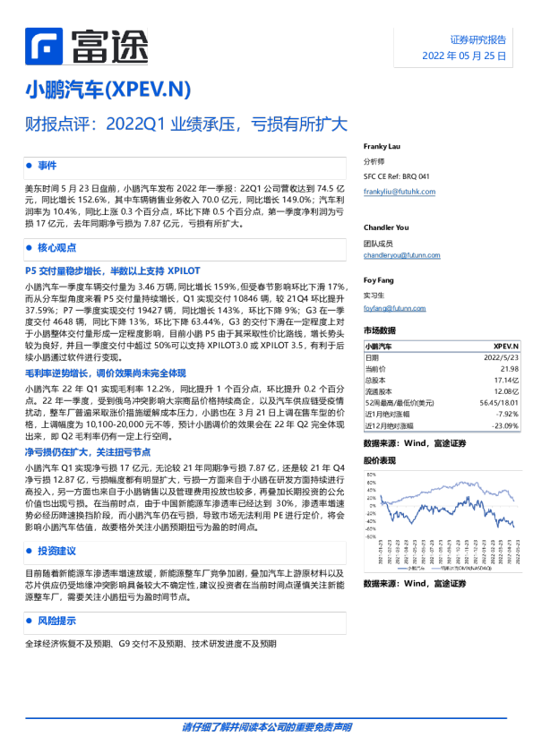 财报点评：2022Q1业绩承压，亏损有所扩大