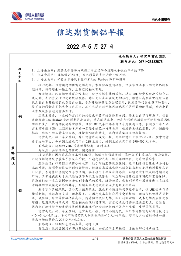 铜铝早报