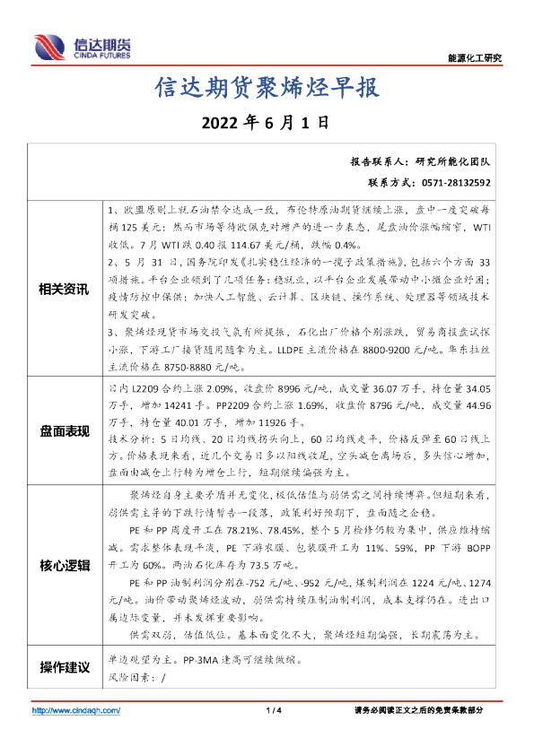 聚烯烃早报