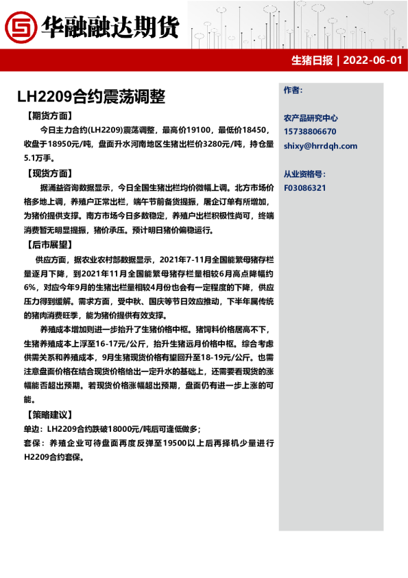 LH2209合约震荡调整