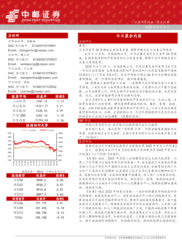 中邮证券晨会纪要