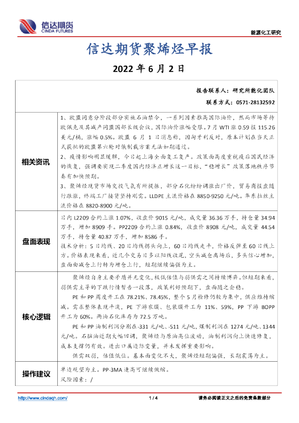 聚烯烃早报