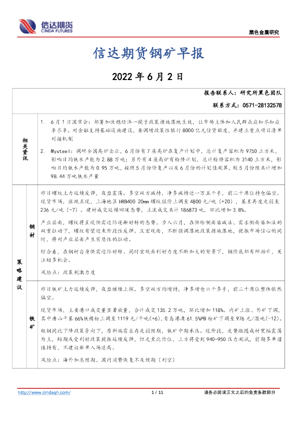 钢矿早报