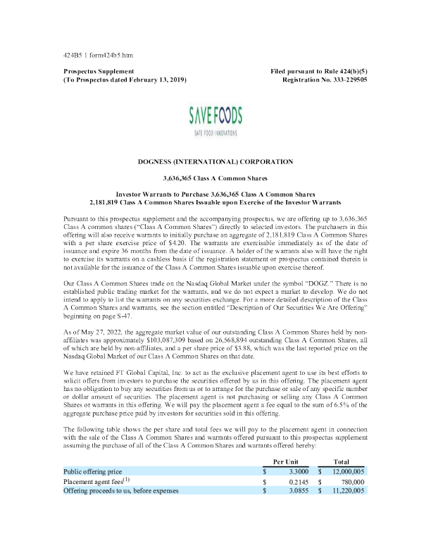 多尼斯美股招股说明书(2022-06-03版)