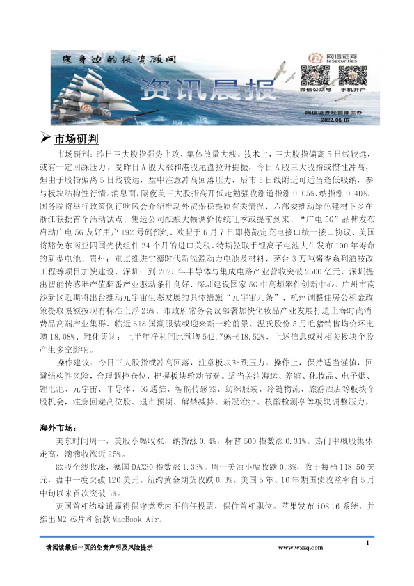 网信证券资讯晨报