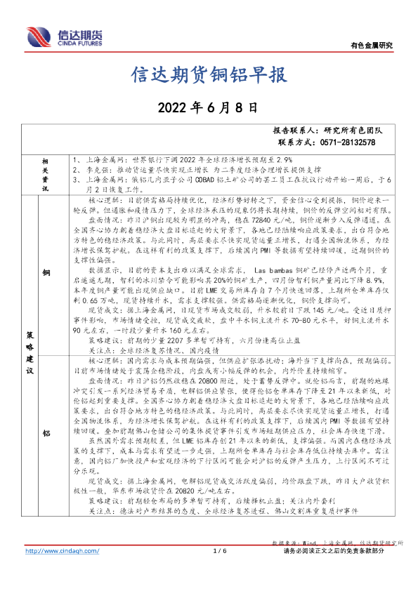 铜铝早报