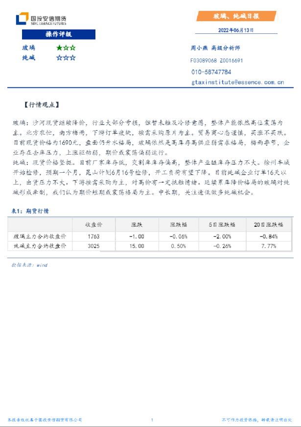 国投安信期货玻璃、纯碱日报