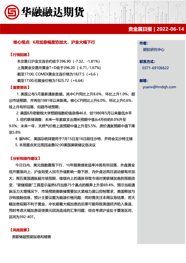 华融融达期货贵金属日报