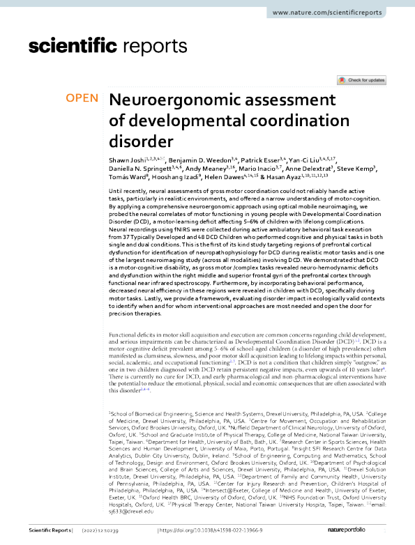 发育协调障碍的神经工效学评估