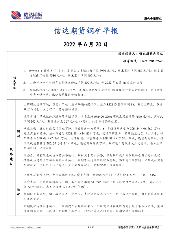 钢矿早报