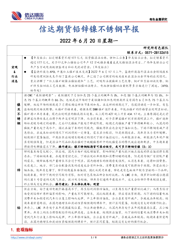 铅锌镍不锈钢早报