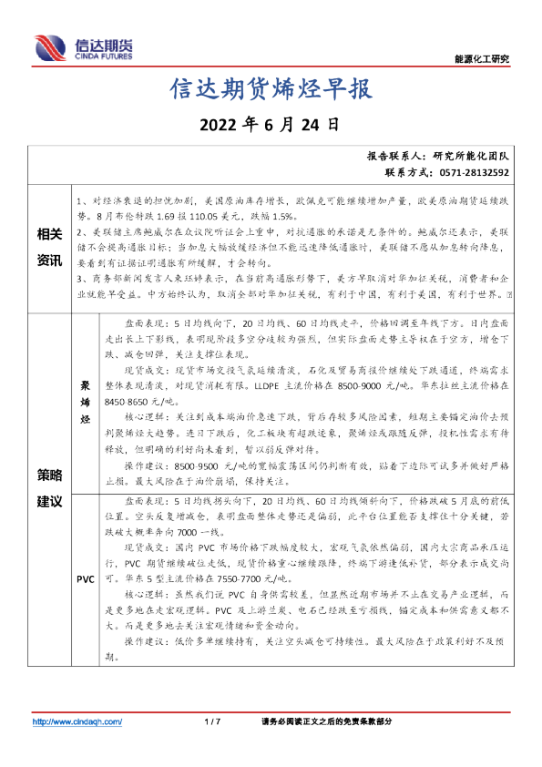 烯烃早报