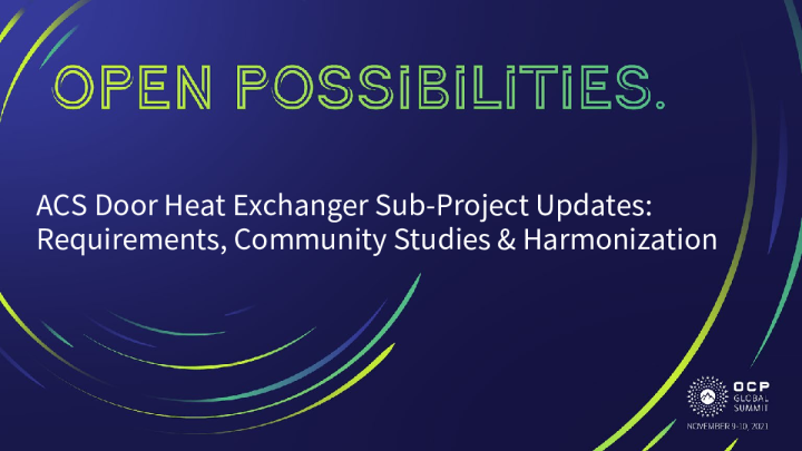 ACS 门热交换器子项目更新 - 要求、社区研究和协调