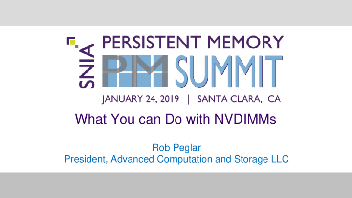 您可以使用 NVDIMM - Peglar - Elsasser 做什么