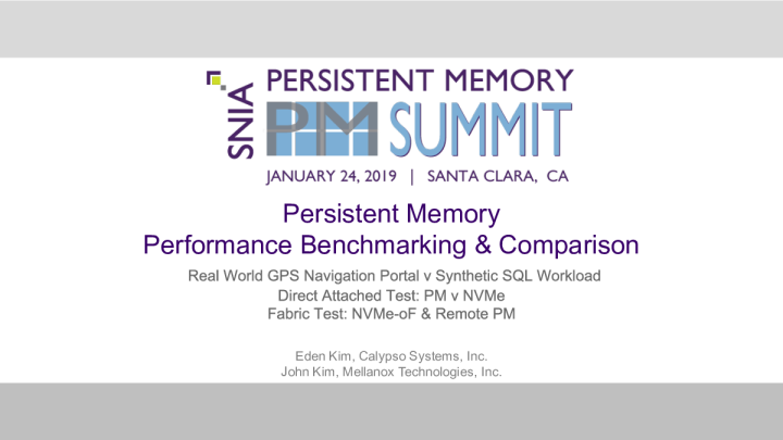 持久内存、性能基准和比较 - Kim - 性能基准 - 比较