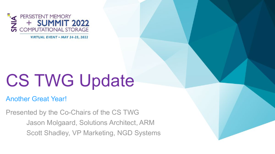 Shadley - Molgaard - 最新 - 努力 - 在 - SNIA - CS - TWG