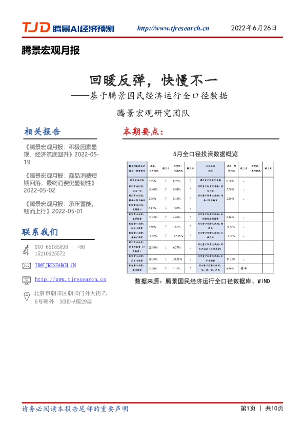 宏观月报：回暖反弹，快慢不一