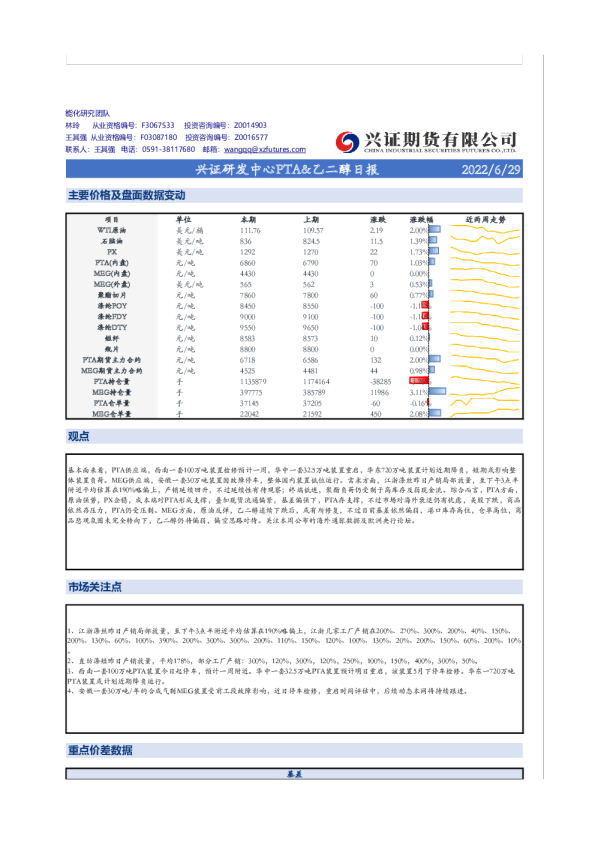 兴证研发中心PTA&乙二醇日报