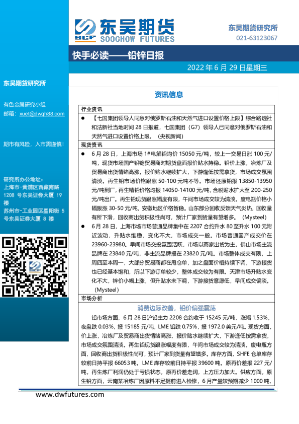 铅锌日报