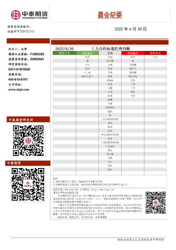 晨会纪要