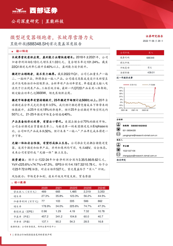微型逆变器领跑者，长坡厚雪潜力大