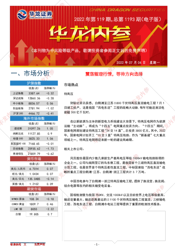 华龙证券内参