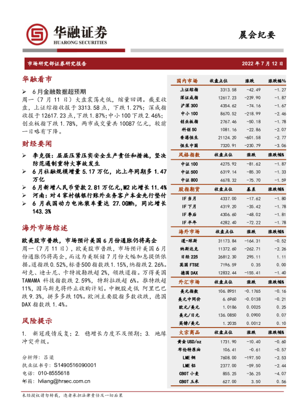 晨会纪要