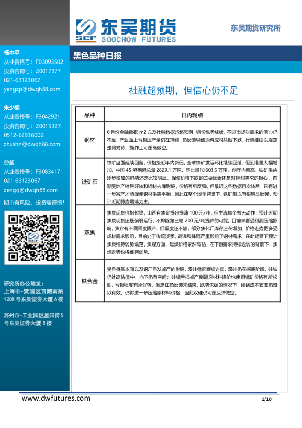 黑色品种日报：社融超预期，但信心仍不足