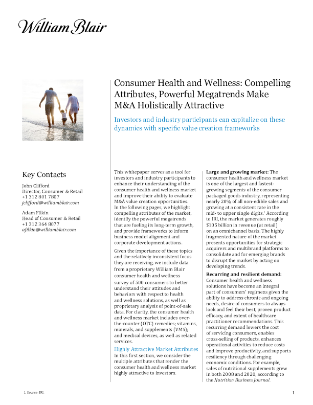强大的大趋势引发消费者健康与健康并购