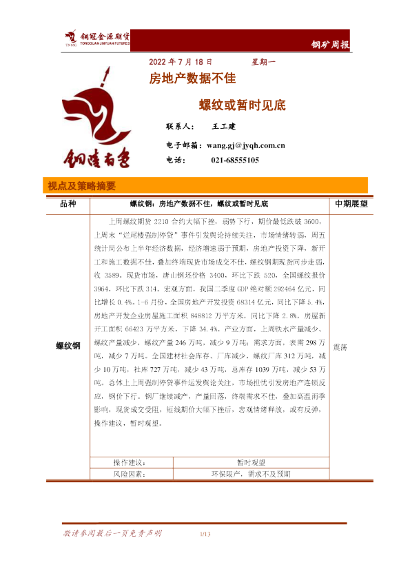 房地产数据不佳、螺纹或暂时见底