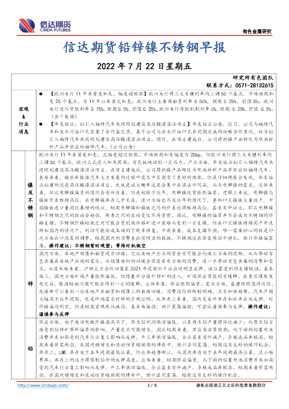铅锌镍不锈钢早报
