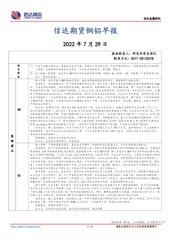 铜铝早报